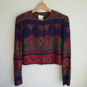 VINTAGE Paisley Pattern Cropped Jacket Top